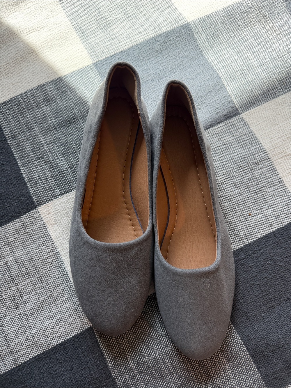 Love Gray Suede Ballet Flats
